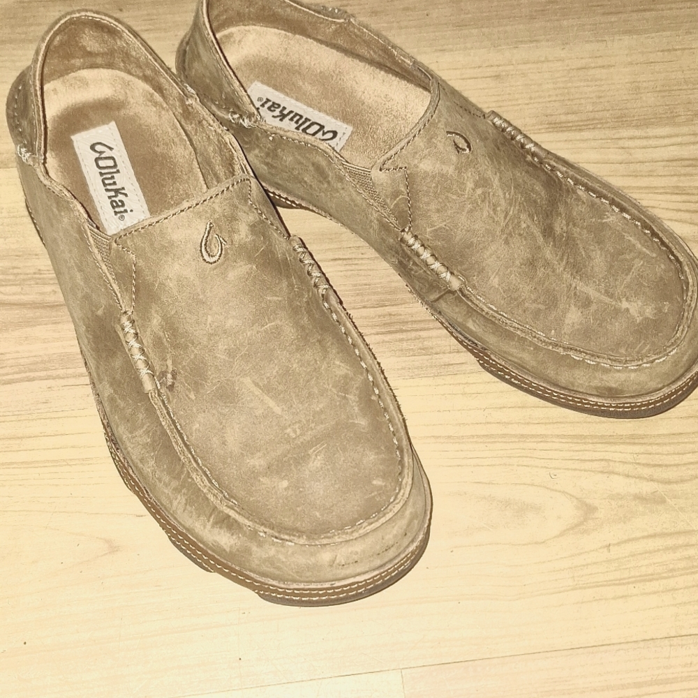 Mens Olukai Moloa Brown Slide On Loafers shoes sz. 8